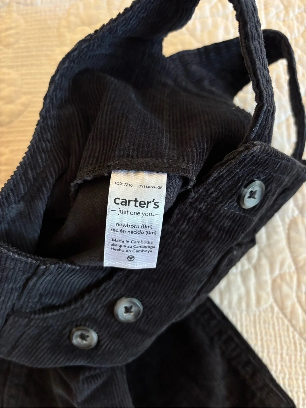 Carter's Black Corduroy Overalls